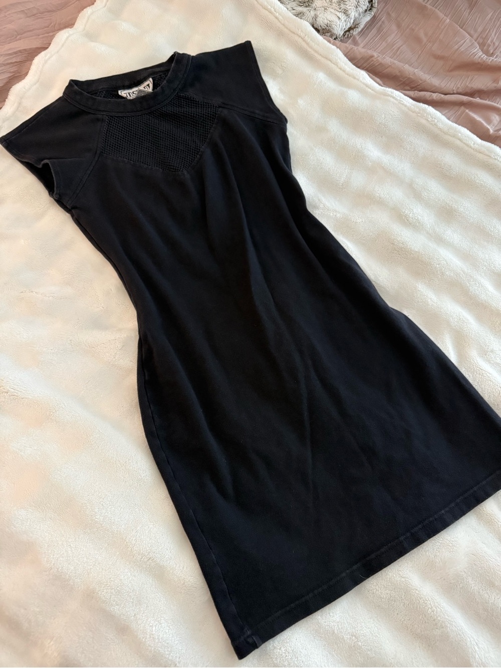 Vintage 90s Y2K Black Sheer Mesh Bodycon Mini Dress M